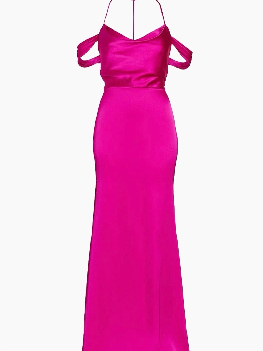 NWT Size 2 Vera Wang Bride Muriel Satin Fuchsia Off-Shoulder Evening Gown
